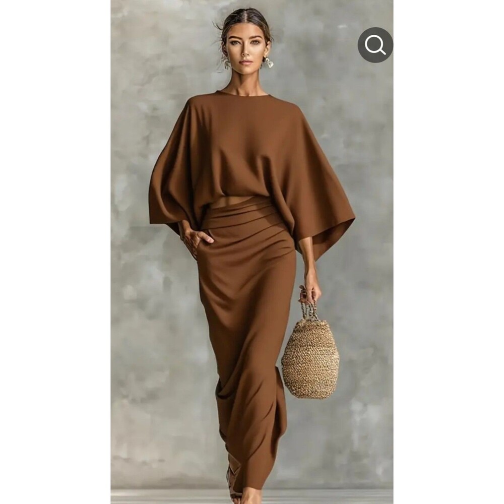 Women's Long Sleeve Top And A Long Skirt Set - Size Small